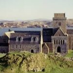 The stone abbey in Iona, Scotland.